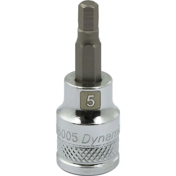 Dynamic Tools 3/8in. Drive Metric Hex Head 5mm Bit Standard Length Chrome Finish Socket D006005