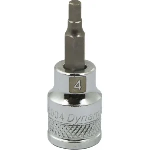 Dynamic Tools 3/8in. Drive Metric Hex Head 4mm Bit Standard Length Chrome Finish Socket D006004