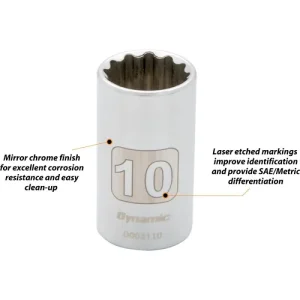 Dynamic Tools 1/4in. Drive 9 Piece 12 Point Standard Metric Socket Set 4mm – 12mm D004008 - view 3