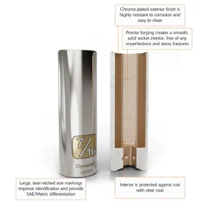 Dynamic Tools 1/4in. Drive 6 Point SAE 7/16in. Deep Length Chrome Finish Socket D003514 - view 3