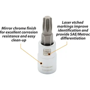 Dynamic Tools 1/4in. Drive Torx Head Socket Standard Length Chrome Finish Torx Bit T15 D002315 - view 2