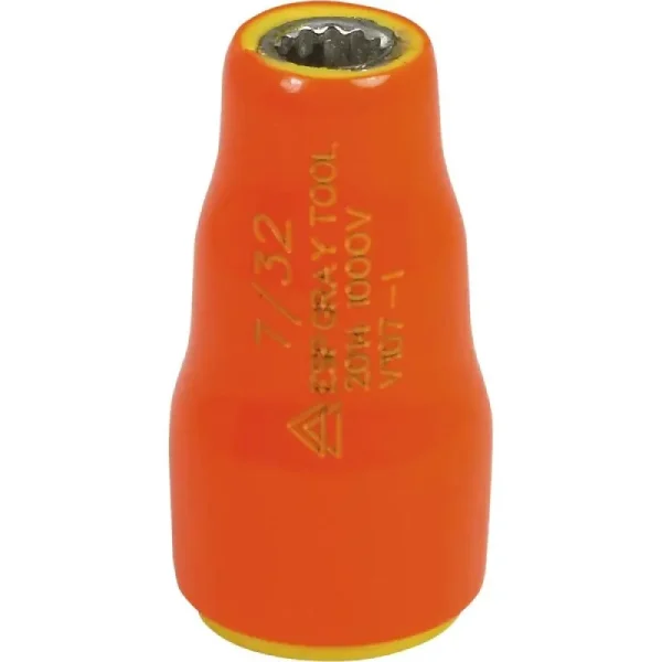 Gray Tools 7/32in. X 1/4in. Drive 12 Point Standard Length Socket 1000V Insulated V107-I