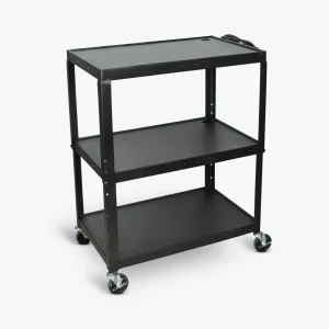 Luxor Workspaces Adj-H Steel Cart 3 Shelves Black Electric, Xl (AVJ42XL)