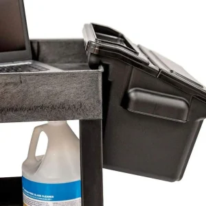 Luxor Workspaces 32″X18″ Tub Cart, 3 Shelves W/ Outrigger Bins (EC111-B-OUTRIG) - view 4