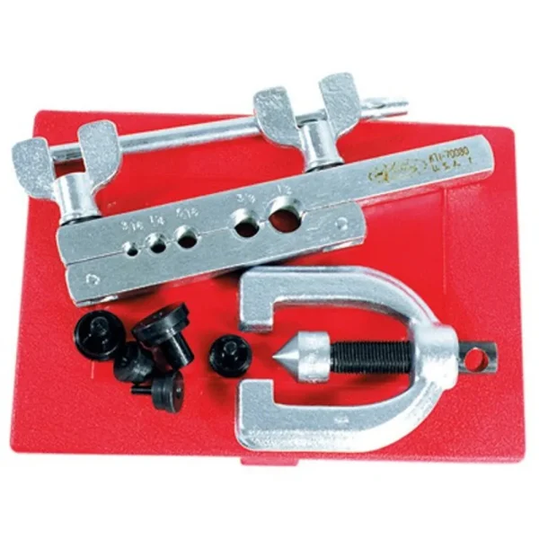 K Tool 70060 Double Flaring Tool Set, Includes 3/16″ to 5/8″ Adapters, Yoke and Flaring Bar, in Molded Case