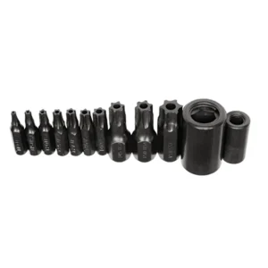 K Tool 21500 Tamper Proof Torx Bit Set, T10 to T55, with 1/4″ and 3/8″ Drive Bit Holders, in Vinyl Holder, U.S.A.