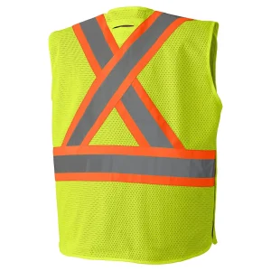 Pioneer Safety Hi-Vis Vest with Snaps – Yellow/Green (Medium) (V1021960U-M) - view 2
