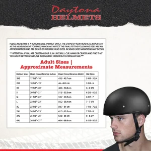 Daytona Helmets Half Skull Cap Motorcycle Helmet [Dull Black] [3Xs] (D1-BNS-3XS) - view 2