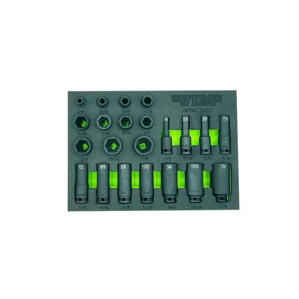 VIM Tools 22-Piece 3/8″ Drive SAE Impact Socket Set (IMPACT622)