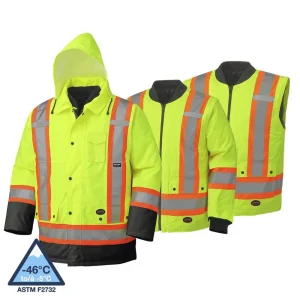 Pioneer Safety 100% Waterproof 7-in-1 Parka Hi-Vis Yellow/Green (V1120161U-M)