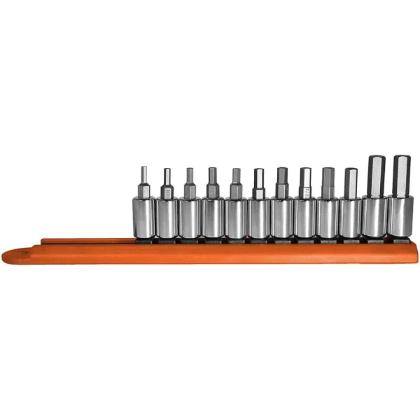 Mayhew 16021 SAE/MM Tamper Hex Socket Bit Set, 12 Piece