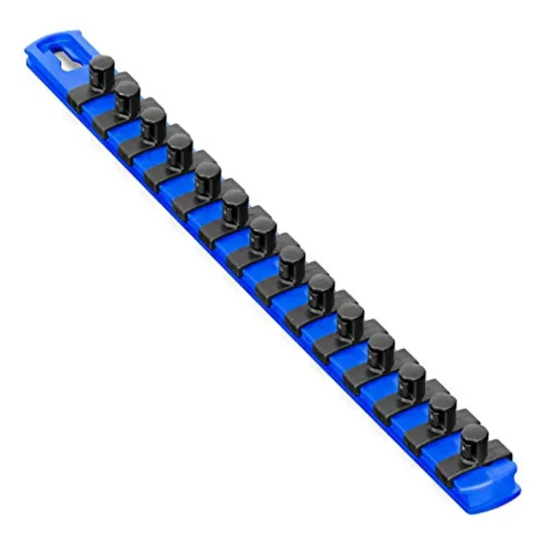 Ernst 8418 13 Socket Organizer with 14 Twist Lock Clips – Blue – 3/8
