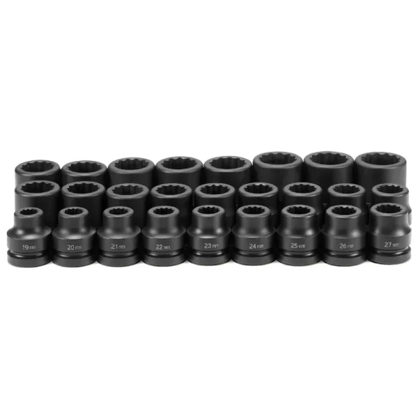 Grey Pneumatic 1″ Drive Standard Length Impact Set, 26pcs 12pt (9126M)