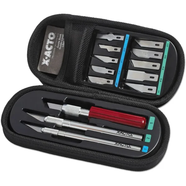 X-Acto X5285 Knife Set, 3 Knives, 10 Blades, Carrying Case