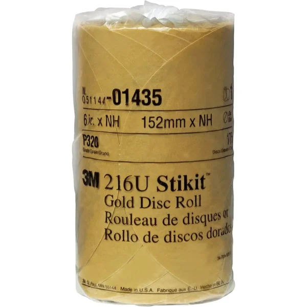 3M 6″ P320 Stikit Gold Abrasive Disc Roll 216U (1435)