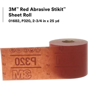3M 2-3/4″ X 25 Yards P400 Stikit Red Abrasive Sheet Roll (1681) - view 2