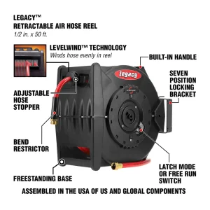 Legacy L8335 1/2 X 50 Air/Water Hose Reel, Levelwind - view 3