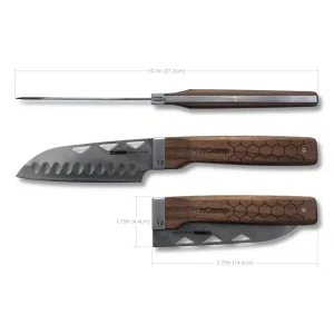 nCamp Food Prep Santoku Knife with Damascus Blade and Walnut Handle (NCMP-NAC01SKUS)
