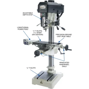Grizzly Industrial 16″ Drill Press w/ Cross-Slide Table & Power Feed (G0810) - view 4
