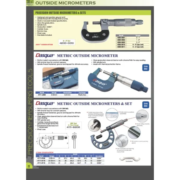 HHIP 9-10″ C-TYPE OUTSIDE MICROMETER .0001″ (4200-0160)