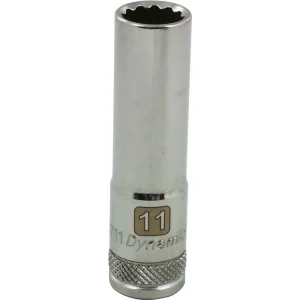 Dynamic Tools 3/8″ Drive 12 Point Metric, 11mm Deep Length, Chrome Finish Socket (D009711)