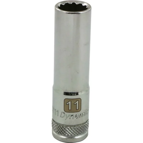 Dynamic Tools 3/8″ Drive 12 Point Metric, 11mm Deep Length, Chrome Finish Socket (D009711)