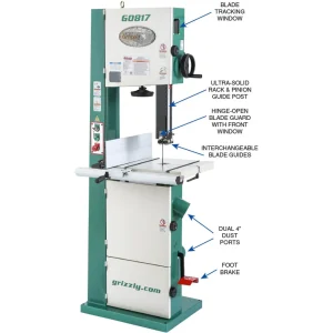 Grizzly Industrial 14″ Super HD 2 HP Resaw Bandsaw w/ Foot Brake (G0817) - view 3