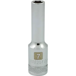 Dynamic Tools 3/8″ Drive 6 Point Metric, 7mm Deep Length, Chrome Finish Socket (D008207)
