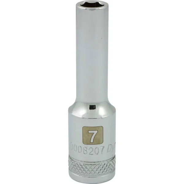 Dynamic Tools 3/8″ Drive 6 Point Metric, 7mm Deep Length, Chrome Finish Socket (D008207)