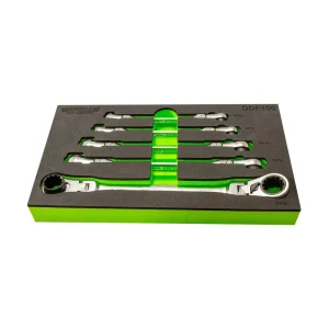 VIM Tools 5 Pc. Double Deep Spline Flex Head Ratcheting Wrench Set (DDF100)