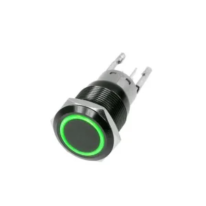 Race Sport 16mm Black 2 Position On/Off Switch Green Black Flush Mount (1004247)