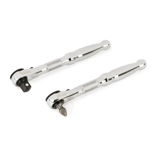 Titan Tools 2-Piece 1/4 In. Drive Micro Ratchet And Ratcheting Bit Driver Sets (11335)