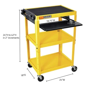 Luxor Workspaces Rolling Adjustable Steel Av Cart: Keyboard Tray,Black (AVJ42KB) - view 3