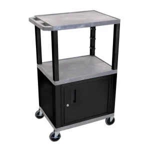 Luxor Workspaces 42″ H Av Cart – 3 Shelves Cab – Black Legs (WT42GYC2-B)