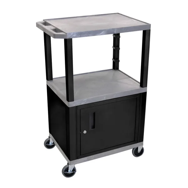 Luxor Workspaces 42″ H Av Cart – 3 Shelves Cab – Black Legs (WT42GYC2-B)