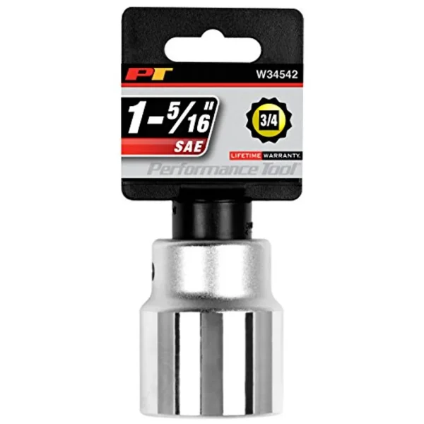 Performance Tool W34542 3/4″ Drive 12-Point SAE Standard Socket, 1-5/16″