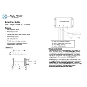 AIMS Power Solar Charge Controller 11 Amps Waterproof (SCC11ARPM) - view 4