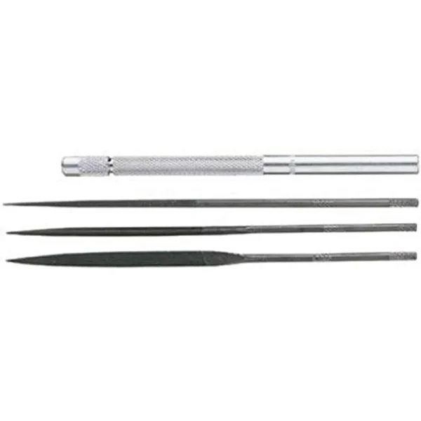 General Tools 4-piece Tool Steel Needle File Set w/ Handle (S477)