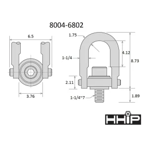 HHIP 15,000 LBS. STANDARD U-BAR HOIST RING WITH 1 1/4-7 THREAD ( 8004-6802) - view 3