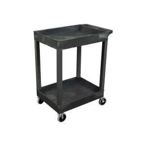 Luxor Workspaces 24″X 18″ Plastic Utility Tub Cart- 2 Shelf, Black (SEC11-B)
