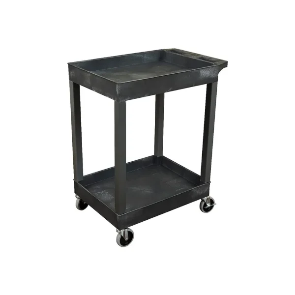 Luxor Workspaces 24″X 18″ Plastic Utility Tub Cart- 2 Shelf, Black (SEC11-B)