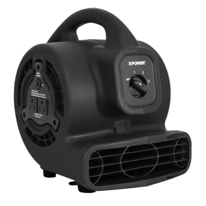XPOWER Mighty 138W 600 CFM Mini Air Mover with Daisy Chain Outlets (P-80A-Black)