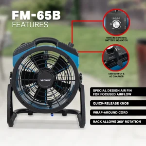 XPOWER Multi-purpose Battery Powered Misting Fan and Air Circulator (FM-65B) - view 2