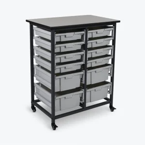 Luxor Workspaces Mobile Bin Storage Unit, 8 Small/4 Large Bins (MBS-DR-8L-CL)