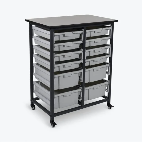 Luxor Workspaces Mobile Bin Storage Unit, 8 Small/4 Large Bins (MBS-DR-8L-CL)