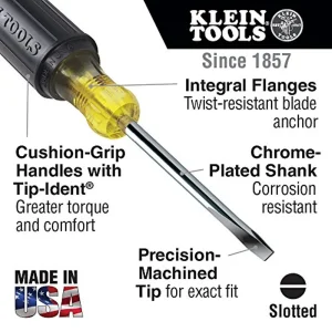 Klein Tools 601-3 3/16″ Flat Head Screwdriver, Cabinet Tip with 3″ Round Shank - view 2