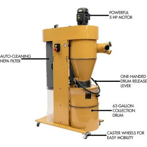 Powermatic 5HP 1PH Dust Collector with HEPA Filter (1792205HK) - view 2