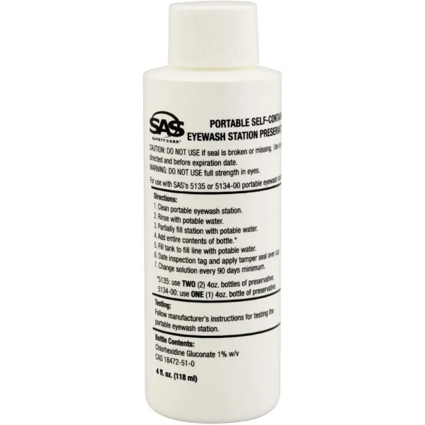 SAS Safety 5136-01 4 Oz. Preservative Bottle For Eyewash Station