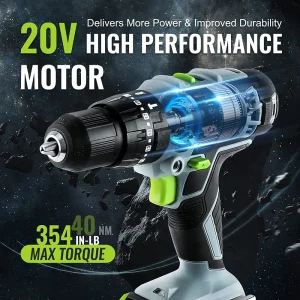 WORKPRO 20V Max Cordless Drill Driver Set, Electric Power Impact Drill Tool with 102 Pieces Accessor - view 2