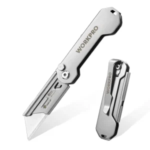 WORKPRO Quick Change Folding Pocket Utility Knife Mini Stainless Steel Folding Knife with Belt Clip